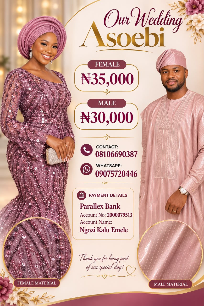 Ngozi & Sorbari Wedding Asoebi Flyer